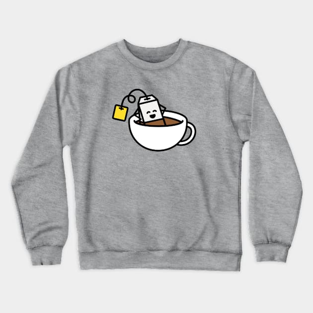 Funny tea bag in teacup bath Tea lover Tea drinker Crewneck Sweatshirt by LaundryFactory